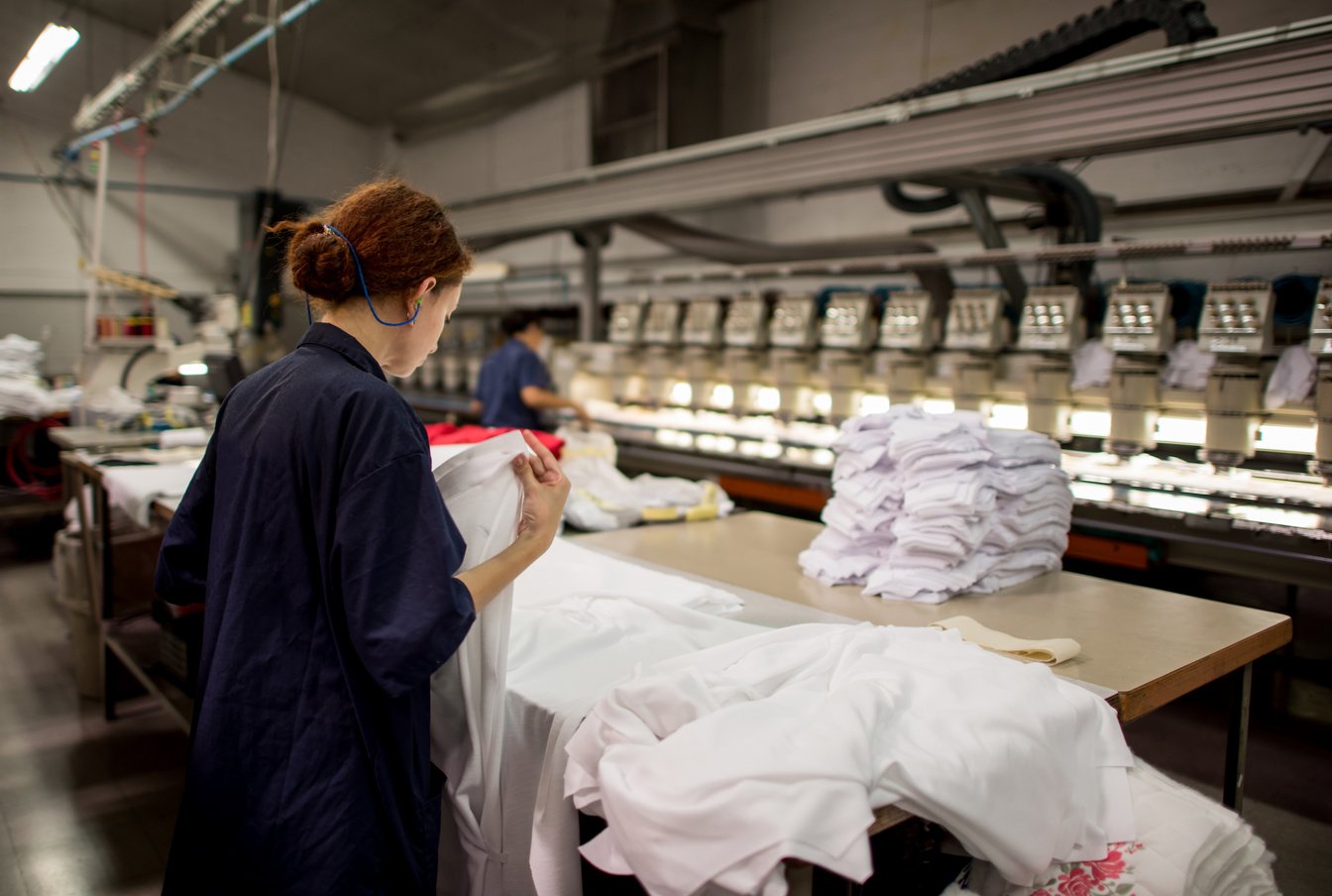 Woman working at a clothing factory